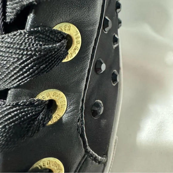 Ted Baker  Beatrin Hi-Top Sneakers Black Rhinestone Lace-up Size 6 - Picture 9 of 13